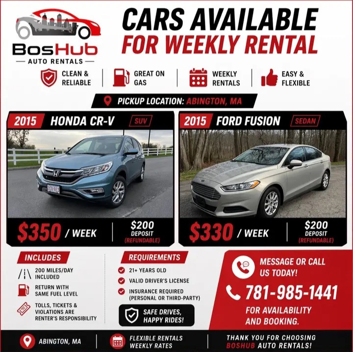 🚗 Cars Available for Weekly Rental in Abington in Abington — Cars