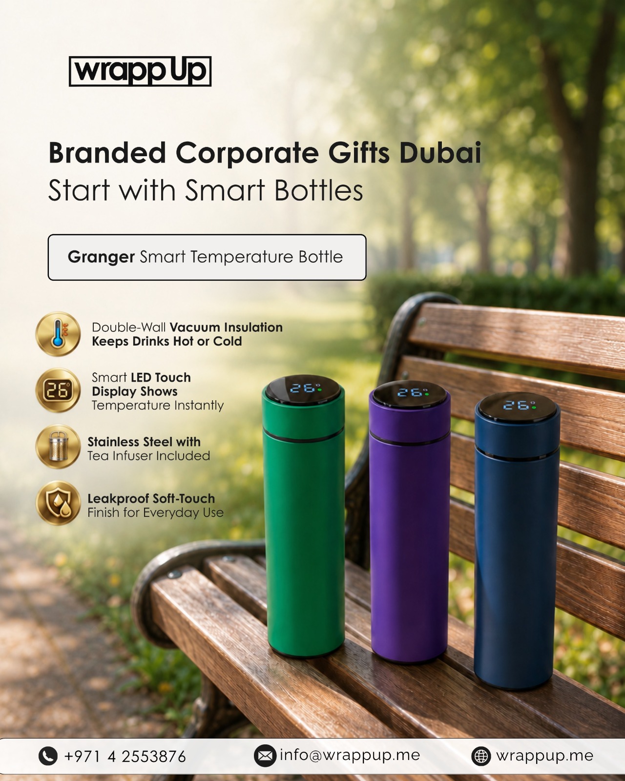 WrappUp Corporate Gifts Dubai Catalog – Granger Smart Temperature Bottle | Branded Gifting Solutions UAE in Dubai — Accessories